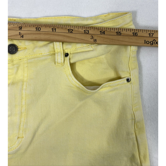 Anniewear Jeans Womens Large Faded Butter Yellow Denim Straight Stretch Hi Rise - Picture 7 of 10